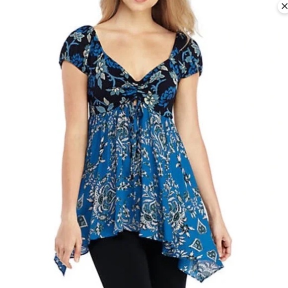 🆕FREE PEOPLE BABYDOLL HAWAIIAN COMBO TOP(Sz. XS) - Picture 4 of 13